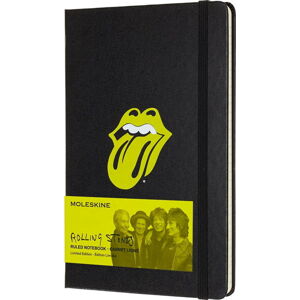 Černý linkovaný zápisník v pevné vazbě Moleskine Rolling Stones, 240 stran