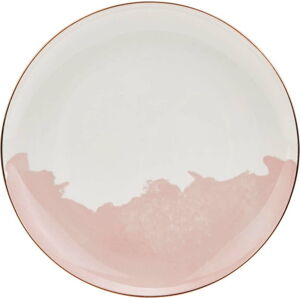Sada 2 růžovo-bílých porcelánových dezertních talířů Westwing Collection Rosie, ø 21 cm
