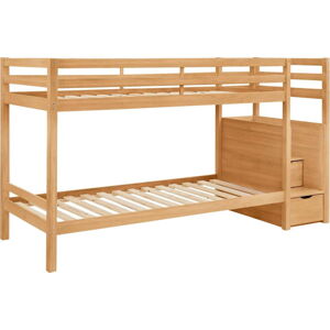 Šedá patrová dětská postel z borovicového dřeva s úložným prostorem 90x200 cm Alpi – Støraa