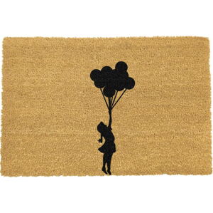 Rohožka z přírodního kokosového vlákna Artsy Doormats Flying Balloon Girl, 40 x 60 cm