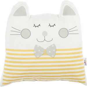 Žlutý dětský polštářek s příměsí bavlny Mike & Co. NEW YORK Pillow Toy Big Cat, 29 x 29 cm