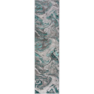 Šedo-modrý běhoun Flair Rugs Marbled, 80 x 300 cm