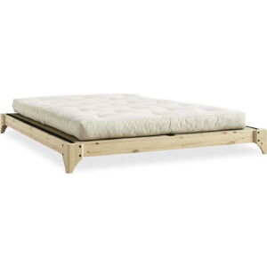 Dvoulůžková postel z borovicového dřeva s matrací a tatami Karup Design Elan Double Latex Natural Clear/Natural, 140 x 200 cm