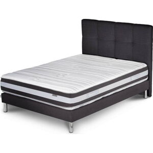 Tmavě šedá postel s matrací Stella Cadente Maison Mars, 140 x 200  cm