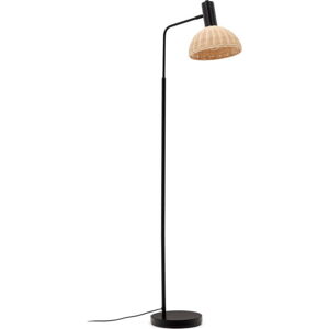 Stojací lampa s ratanovým stínidlem v černo-přírodní barvě (výška 157 cm) Damila – Kave Home
