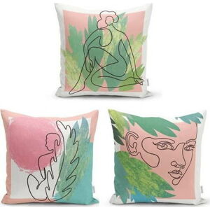 Sada 3 dekorativních povlaků na polštáře Minimalist Cushion Covers Colourful Minimalist, 45 x 45 cm