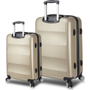 Sada 2 cestovních kufrů na kolečkách s USB porty ve zlaté barvě My Valice LASSO Cabin & Large