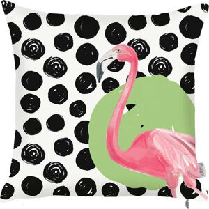 Černobílý povlak na polštář Apolena Dots Flamingo, 43 x 43 cm