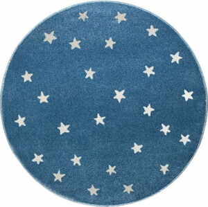 Modrý kulatý koberec s hvězdami KICOTI Azure Stars, ø 133 cm