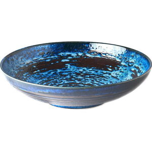 Modrá keramická servírovací mísa MIJ Copper Swirl, ø 28 cm