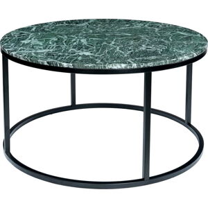 Tmavě zelený mramorový konferenční stolek s černým podnožím RGE Accent, ⌀ 85 cm