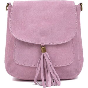 Růžová kožená taška přes rameno Anna Luchini