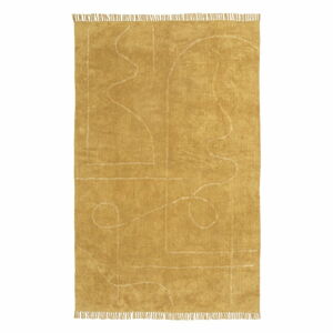 Oranžový ručně tkaný bavlněný koberec Westwing Collection Lines, 200 x 300 cm
