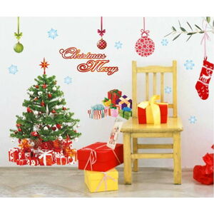 Vánoční samolepky Ambiance Santa, Balls and Tree