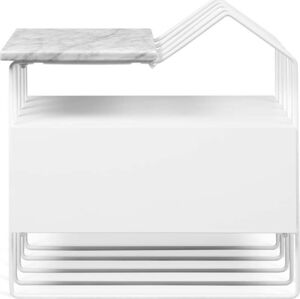 Bílý noční stolek s mramorovou deskou TemaHome Domi
