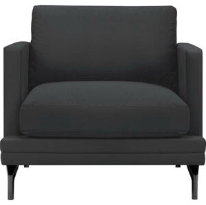 Tmavě šedé křeslo s podnožím v černé barvě Windsor & Co Sofas Jupiter