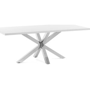 Bílý jídelní stůl s podnožím z nerezové oceli Kave Home Arya, 160 x 100 cm
