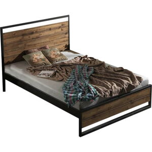 Dvoulůžková postel s roštem v černo-přírodní barvě 140x200 cm Ariane – Kalune Design