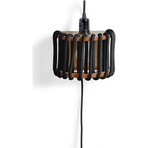 Černá nástěnná lampa s dřevěnou konstrukcí EMKO Macaron, délka 20 cm