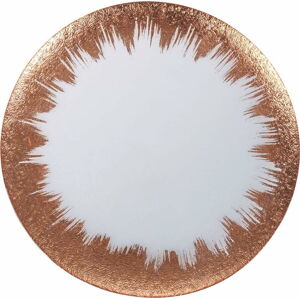 Skleněný talíř v bílo-zlaté barvě Villa d'Este Vetro Copper, ø 32 cm