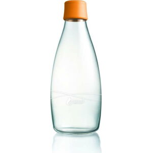 Oranžová skleněná lahev ReTap s doživotní zárukou, 800 ml