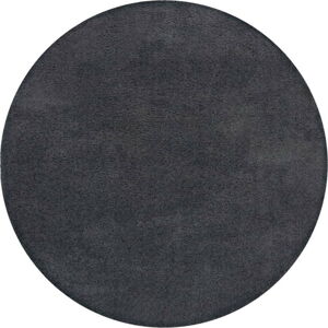 Tmavě šedý pratelný kulatý koberec z recyklovaných vláken 133x133 cm Fluffy – Flair Rugs