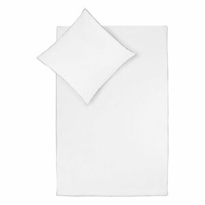Bílé povlečení na jednolůžko z bavlněného perkálu Westwing Collection Daria, 135 x 200 cm