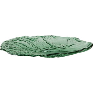 Zelený skleněný servírovací talíř Bahne & CO, 28 x 18 cm
