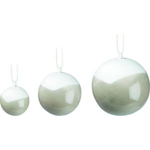 Sada 3 šedých vánočních ozdob na stromeček z kostního porcelánu Kähler Design Nobili