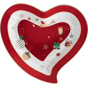 Porcelánový servírovací talíř ve tvaru srdce Brandani Alleluia Heart, délka 22 cm