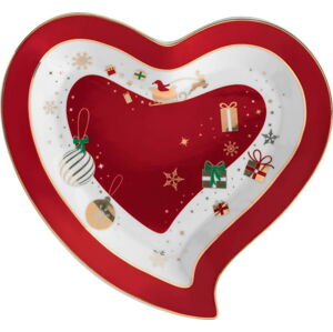 Porcelánový servírovací talíř ve tvaru srdce Brandani Alleluia Heart, délka 22 cm