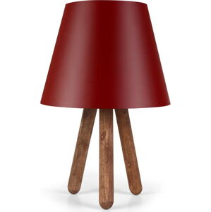 Červená stolní lampa s nohami z bukového dřeva Kira