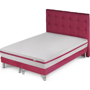 Růžová postel s matrací a dvojitým boxspringem Stella Cadente Pluton Saches, 180 x 200 cm