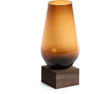 Hnědá skleněná váza La Forma Salong, hloubka 30 cm