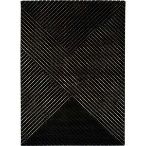 Černý koberec Universal Gold Stripes, 120 x 170 cm