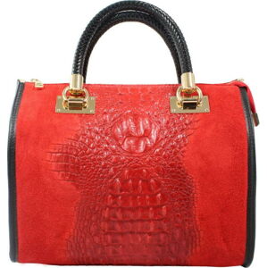 Červená kožená kabelka Chicca Borse Signora