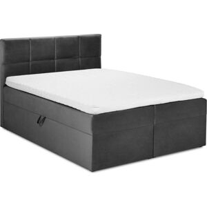 Tmavě šedá sametová dvoulůžková postel Mazzini Beds Mimicry, 200 x 200 cm