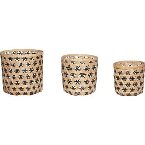 Sada 3 úložných košíků z bambusu Hübsch Bamboo