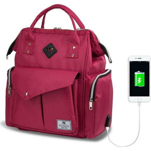 Fuchsiový batoh pro maminky s USB portem My Valice HAPPY MOM Baby Care Backpack