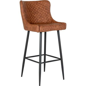 Hnědá barová židle s potahem z imitace kůže House Nordic Dallas