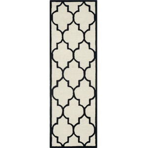 Bíločerný vlněný koberec Safavieh Everly, 243 x 76 cm