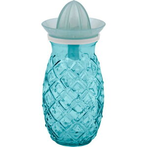 Modrá sklenice s odšťavňovačem z recyklovaného skla Ego Dekor Ananas, 0,7 l