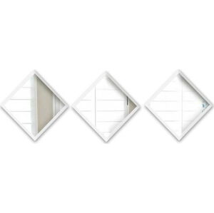 Sada 3 nástěnných zrcadel s bílým rámem Oyo Concept Luna, 24 x 24 cm