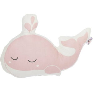 Růžový dětský polštářek s příměsí bavlny Mike & Co. NEW YORK Pillow Toy Whale, 35 x 24 cm