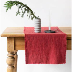 Červený lněný běhoun na stůl Linen Tales Classic, 40 x 200 cm