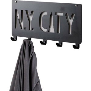 Černý nástěnný věšák s 5 háčky Compactor NY City