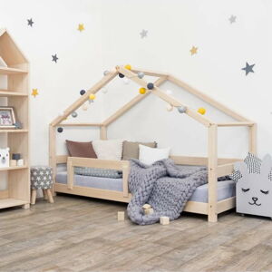 Dřevěná dětská postel domeček s bočnicí Benlemi Lucky, 70 x 160 cm