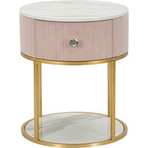 Noční stolek ve světle růžové a zlaté barvě Montpellier – Mauro Ferretti