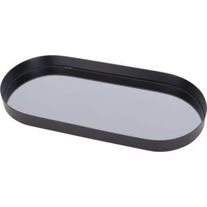 Černý tác s kouřovým zrcadlem PT LIVING Oval, šířka 18 cm
