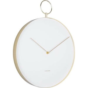 Bílé kovové nástěnné hodiny Karlsson Hook, ø 34 cm
